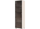 Vitrine OTTO HOME "Opera, Showcase mit Parsol-Sicherheitsglas im modernen Look", beige (cashmere farbe), B:52cm H:193cm T:46cm, Glas, Holzwerkstoff, MDF, Schränke, Vitrine, UV lackiert, Soft Close Funktion, Höhenverstellbare Füße
