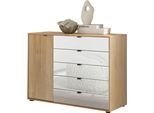 Kombikommode WIEMANN "Cardiff Sideboard, Wäscheschrank, teilmassiv Erle, mit Schubladen", braun, Erle,Front Glas weiß, Erle, Sideboards, Kombikommode, verschiedenen Ausführungen, inklusive Einlegeboden