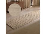 Wollteppich TED BAKER "Parker, auch als Läufer", beige, B:80cm H:7mm L:250cm, Wolle, Teppiche, Wollteppich, Wolle, Natur, handgewebt, Wohnzimmer, Schlafzimmer, Boho, Skandi
