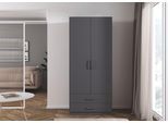 Drehtürenschrank RAUCH "Kleiderschrank Garderobe GAMMA Breite 91 cm", grau (graumetallic, griffe chrom), B:91cm H:210cm T:54cm, Holzwerkstoff, Schränke, Drehtürenschrank, mit Schubladen, verschiedene Griff-Varianten TOPSELLER MADE IN GERMANY