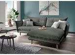 Ecksofa HOME AFFAIRE "Levke, 255 x 180 cm, aktuelles Design: Kissen Optik, bequem", grau (anthrazit, zierkissen grau, blau), B:255cm H:94cm T:180cm, 100% Polyester, Sofas, Ecksofa, zwei verschiedene Fußfarben wählbar