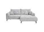 Carryhome Ecksofa, Hellgrau, Metall, 2-Sitzer, Füllung: Schaumstoff, Silikon,Schaumstoff, Silikon, Ottomane rechts, L-Form, 250x185 cm, Stoffauswahl, seitenverkehrt erhältlich, Rücken echt, haustierfreundlicher Bezug, Wohnzimmer, Sofas & Couches, Wohnlandschaften, Ecksofas