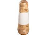 Bodenvase GILDE "Vase Naturelle naturfarben-weiß", weiß (naturfarben, weiß), B:22cm H:59cm T:22cm Ø:22cm, Massivholz, Vasen, Bodenvase