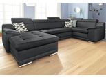 Wohnlandschaft "Andiamo U-Form, B: 336 cm, Kopfteilverstellung, XXL-Sofa", schwarz, B:336cm H:93cm T:193cm, Kunstleder SOFTLUX;Luxus-Microfaser ALTARA NUBUCK (100% Polyester);Struktur ( 100% Polyester), Sofas, Wohnlandschaft, optional Schlaffunktion, frei stellbar, Couch für Wohnkomfort