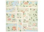 Lindorug Kinderteppich Living Ecovia, waschbar, Pastellblau, Salbeigrün, Aprikose, Textil, Bauernhof, quadratisch, 120x120 cm, Oeko-Tex® Standard 100, für Fußbodenheizung geeignet, rutschfest, in verschiedenen Größen erhältlich, wasserabweisend, schmutzabweisend, Hausstauballergiker feuchtraumgeeignet, stuhlrollengeeignet, waschbar, pflegeleicht, strapazierfähig, reißfest, rutschfeste Unterfläche,