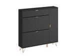 Vicco Schuhschrank, Schwarz, Holzwerkstoff, 3 Schubladen, Rechteckig, 108x107.5x23.5 cm, Garderobe, Schuhaufbewahrung, Schuhkipper