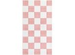 Lindorug Flachwebeteppich Mesio Jack, Hellrosa, Grauweiß, Textil, Karo, rechteckig, 80x150 cm, Oeko-Tex® Standard 100, für Fußbodenheizung geeignet, rutschfest, in verschiedenen Größen erhältlich, wasserabweisend, schmutzabweisend, Hausstauballergiker feuchtraumgeeignet, stuhlrollengeeignet, waschbar, pflegeleicht, strapazierfähig, reißfest, rutschfeste Unterfläche, vegan, Teppiche & Böden, Teppic
