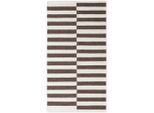 Hanse Home Handwebteppich Vika, Weiß, Dunkelbraun, Textil, Streifen, rechteckig, 80x150 cm, Oeko-Tex® Standard 100, für Fußbodenheizung geeignet, beidseitig verwendbar, in verschiedenen Größen erhältlich, pflegeleicht, strapazierfähig, leicht zusammenrollbar, Teppiche & Böden, Teppiche, Naturteppiche