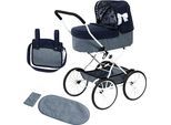 Puppenwagen BAYER "nostalgisch, mit Schleife", weiß (schleife blau, weiß), Puppenwagen, KinderB:44,5cm H:80cm T:67cm, Kunststoff, Metall, Polyester, Puppenwagen, inklusive Umhängetasche, B:44,5cm H:80cm T:67cm