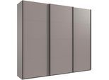 Kleiderschrank WIMEX "Mugano, Made in Germany, Lieferung bis in Deine Etage und Stellort", schwarz (saharagrau, griffe schwarz), B:270cm H:236cm T:65cm, Holzwerkstoff, Schränke, Kleiderschrank, 3 Schwebetüren, große Größen, mit oder ohne Spiegel, Metallgriffe
