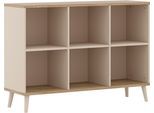 Sideboard YUNY BY PAIDI "HAZEL in Beige, 6 offene Fächer", beige (cashmere, beige, eiche, montana, nachbildung), B:123cm H:87cm T:38cm, Holzwerkstoff, Sideboards, Sideboard, modernes & stabiles Regal aus Holz, offenes Standregal