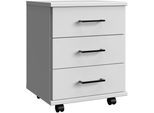 Rollcontainer WIMEX "Home Desk", weiß, B:46cm H:58cm T:40cm, Holzwerkstoff, Rollwagen, Rollcontainer, mit 3 Schubladen, 46cm breit, 58cm hoch