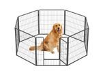 FEANDREA L-XXL Hundezaun 8 Platten transportabel grau 1,6 m, 1,6 m, 80 cm