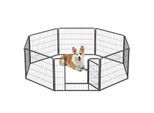 FEANDREA L-XXL Hundezaun 8 Platten transportabel grau 1,6 m, 1,6 m, 60 cm