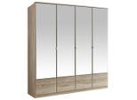 Mid.you , Eichefarben , Glas, Holzwerkstoff , 4 Fächer , 180x199x58 cm , BQ - Bündnis für Qualität, Made in Germany, DIN EN ISO 9001 , Beimöbel erhältlich, in verschiedenen Größen erhältlich, Schrankfront mit Spiegel ,