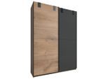 Mid.you , Graphitfarben, Eichefarben , Holzwerkstoff , 2 Fächer , 135x198x64 cm , BQ - Bündnis für Qualität, Made in Germany, DIN EN ISO 9001 , in verschiedenen Größen erhältlich ,
