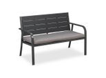 Relaxdays Gartenbank, Anthrazit, Kunststoff, Metall, Textil, 2-Sitzer, 118x78x66 cm, Gartenmöbel, Gartenbänke