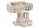 Relaxdays Kindersofa, Beige, Kunststoff, Textil, 108x32x50 cm, Kinderzimmer & Jugendzimmer, Kindermöbel, Kindersitzmöbel & Kindertische, Kindersessel & Kindersofas