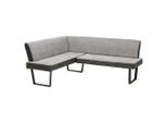 Mid.you Eckbank, Schwarz, Hellgrau, Metall, Textil, 3-Sitzer, L-Form, 200-160x86x70 cm, Esszimmer, Bänke, Eckbänke