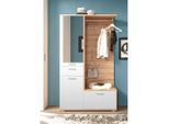 Mid.you Garderobe, Weiß, Eiche, Glas, Holzwerkstoff, 3-teilig, 117x198x38 cm, Garderobe, Garderoben-Set & Garderoben-Serien, Garderoben-Sets
