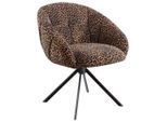 Novel Armlehnstuhl, Braun, Hellbraun, Metall, Textil, Leopard, Drehkreuz, 64x84x65 cm, Sitzfläche 360° drehbar, Esszimmer, Stühle, Esszimmerstühle, Armlehnenstühle