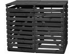 Mülltonnenbox PROMADINO "Vario V", grau (anthrazit), B:148cm H:122cm T:92cm, Holzwerkstoff, Aufbewahrungsboxen, Mülltonnenbox, für 2 x 240 l, anthrazit