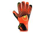 Torwarthandschuhe UHLSPORT "Torwarthandschuhe FM ZNE Absolutgrip HN Pro Jr.", Kinder, Gr. 4,5, rot (fluo rot, weiß, fluo gelb), Obermaterial: 81% Gummi rubber. 13% Polyester PES. 6% Nylon NY., Handschuhe Torwarthandschuhe