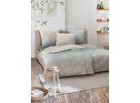 Bettwäsche IRISETTE "Meran 8684", beige (30 jade), B/L: 155cm x 220cm, 1 Stk., 1 Stk., Biber, B/L: 80cm x 80cm, 2, Biber, Obermaterial: 100% Baumwolle, Bettwäsche, Bettwäsche, Feinbiber, 2 teilig, flauschig