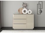 Sideboard "Reno", beige (kaschmir matt lack, glas kaschmir glanz), B:137cm H:102cm T:42cm, Glas, Holzwerkstoff, SET ONE BY MUSTERRING, Sideboards, Sideboard, Mit Sockel in diversen Farben, 102 cm Höhe & Farbauswahl