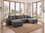 Wohnlandschaft OTTO HOME "Bella U-Form, B: 314 cm, inkl. Schlaffunktion, auch in Cord", grau (anthrazit), B:314cm T:162cm, 100%Polyester, Sofas, Wohnlandschaft, inkl. Bettkasten, Bonellfederkern, extra große Liegefläche: 269x135cm
