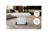 Carryhome Couchtisch, Weiß, Metall, Glas, Holzwerkstoff, rechteckig, Bodenplatte, 70x50-78x125-150 cm, ausziehbar, höhenverstellbar, Wohnzimmer, Wohnzimmertische, Couchtische, Couchtische Glas