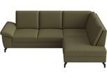 Ecksofa SIT & MORE "Chelsea L-Form, B: 249 cm, Armteil- & Sitztiefenverstellung, Leder", olive, B:249cm H:89cm T:190cm, Sofas, Ecksofa, Couch optional mit Schlaffunktion und Bettkasten, Sitzhöhe 45 cm
