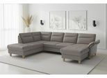 Wohnlandschaft SIT & MORE "Pamela U-Form, B: 292 cm, optional Schlaffunktion & Bettkasten, Leder", braun (delphine), B:292cm H:90cm T:212cm, Sofas, Wohnlandschaft, wahlweise mit Armteilverstellung, Sofa mit Federkern, Sitzhöhe: 48 cm