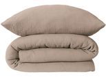 Bettwäsche SCHIESSER "Molly aus supersofter Musselin-Qualität in gedeckten Farben", grau (taupe), B/L: 135cm x 200cm, 1 Stk., 1 Stk., Musselin, B/L: 80cm x 80cm, 2 Stk., Musselin, Obermaterial: 100% Baumwolle, Bettwäsche, Bettwäsche, OEKO-TEX MADE IN GREEN, Topseller