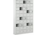 Schäfer Shop Select Wertfachschrank, 50 Fächer, Türen mit Zylinderschlössern inkl. Schlüsseln & Hauptschlüssel, B 980 x T 200 x H 1530 mm, Stahlblech, lichtgrau RAL 7035