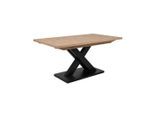 P & B Esstisch, Schwarz, Eiche Artisan, Holzwerkstoff, rechteckig, X-Form, 90x76x160-200 cm, ausziehbar, Esszimmer, Tische, Esstische, Esstische ausziehbar