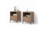 Livinity® Nachttisch, Eiche, Holzwerkstoff, 1 Fächer, Rechteckig, 40x55x38.1 cm, Schlafzimmer, Nachttische
