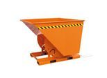 Eichinger-Industrie Kippbehälter, hohe Bauhöhe, 500 l, bis 1500 kg, Abrollkufen, quer zur/in Fahrtrichtung kippbar, Stahl, reinorange RAL 2004