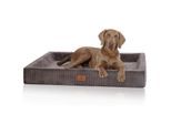 Knuffelwuff orthopädisches Hundebett aus Cord mit Handwebcharakter Santiago braun/ grau XL