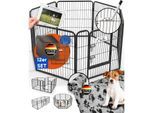 PfotenWunder® Welpenauslauf 12-teilig, 80*77cm + 1 Hundebett & 1 Trainingsbuch | Welpenlaufstall, Hunde-Laufstall faltbar mit Tür, Tierlaufstall indoor outdoor wetterfest