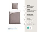 Bettwäsche SCHIESSER "Millie aus weicher Baumwolle mit filigranen Blüten", grau (taupe), B/L: 155cm x 220cm, 1 Stk., 1 Stk., Renforcé, B/L: 80cm x 80cm, 2 Stk., Renforcé, Obermaterial: 100% Baumwolle, Bettwäsche, Bettwäsche, OEKO-TEX MADE IN GREEN