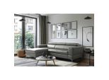 Livetastic , Anthrazit , Textil, Leder , Echtleder , Rindleder , L-Form , 247x173 cm , Made in EU , Bettkasten erhältlich, Lederauswahl, Bettfunktion erhältlich, Rücken echt ,
