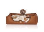 Knuffelwuff Orthopädisches Hundebett Chesapeake aus Laser gestepptem marmoriertem Kunstleder terracotta XL