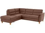 Ecksofa HOME AFFAIRE "Palmera, L-Form, B: 236 cm, Bettfunktion & Bettkasten wählbar", braun (haselnuss), B:236cm H:89cm T:212cm, 100% Polyester;Struktur (100% Polyester);Luxus-Microfaser in Lederoptik (100% Polyester), Sofas, Ecksofa, Federkern-Polsterung, Sitzhöhe 48 cm, handgefertigt, stilvolles Design
