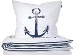 Bettwäsche SCHIESSER "Marina, maritime Momente in frischer Farbkombination", weiß, B/L: 155cm x 220cm, 1 Stk., 1 Stk., Renforcé, B/L: 80cm, 2 Stk., Renforcé, Obermaterial: 100% Baumwolle, Bettwäsche, Bettwäsche, OEKO-TEX MADE IN GREEN