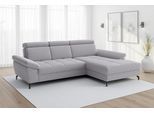 Ecksofa SIT & MORE "Vanity L-Form, B: 264 cm, mit Sitz-, Kopf- und Armteilverstellung", grau (silber), B:264cm H:84cm T:181cm, 100% Polyester, Sofas, Ecksofa, Couch optional mit Schlaffunktion & Bettkasten