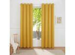 Vorhang OTTO HOME "SOLA mit Ösen, 1er & 2 er Pack, blickdicht/verdunkelnd, Topseller" Gr. 3, gold (goldfarben), B:130cm H:225cm, Polyester, Polyester, Gardinen, Vorhang, blickdicht, Ösen-Aufhängung, wärmeabweisend,, 1er oder 2er Set