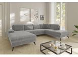 Wohnlandschaft SIT & MORE "Morris Jubi U-Form, B: 300 cm, Armteilverstellung", grau (hellgrau), B:300cm H:83cm T:202cm, 100% Polyester, Sofas, Wohnlandschaft, optional mit Bettfunktion, 1 Zierkissen, komfortable Sitzhöhe 44 cm