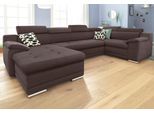 Wohnlandschaft "Andiamo U-Form, B: 336 cm, Kopfteilverstellung, XXL-Sofa", braun, B:336cm H:93cm T:193cm, Kunstleder SOFTLUX;Luxus-Microfaser ALTARA NUBUCK (100% Polyester);Struktur ( 100% Polyester), Sofas, Wohnlandschaft, mit Schlaffunktion, frei stellbar, Couch für Wohnkomfort