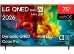 LG QNED-Fernseher "75QNED82B6A", Energieeffizienz: F, bunt (schwarz), 75 ″, Fernseher, QNED-Fernseher